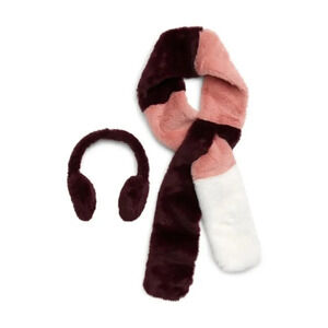 BP Nordstrom Faux Fur Color Block Scarf Ear Muff Set